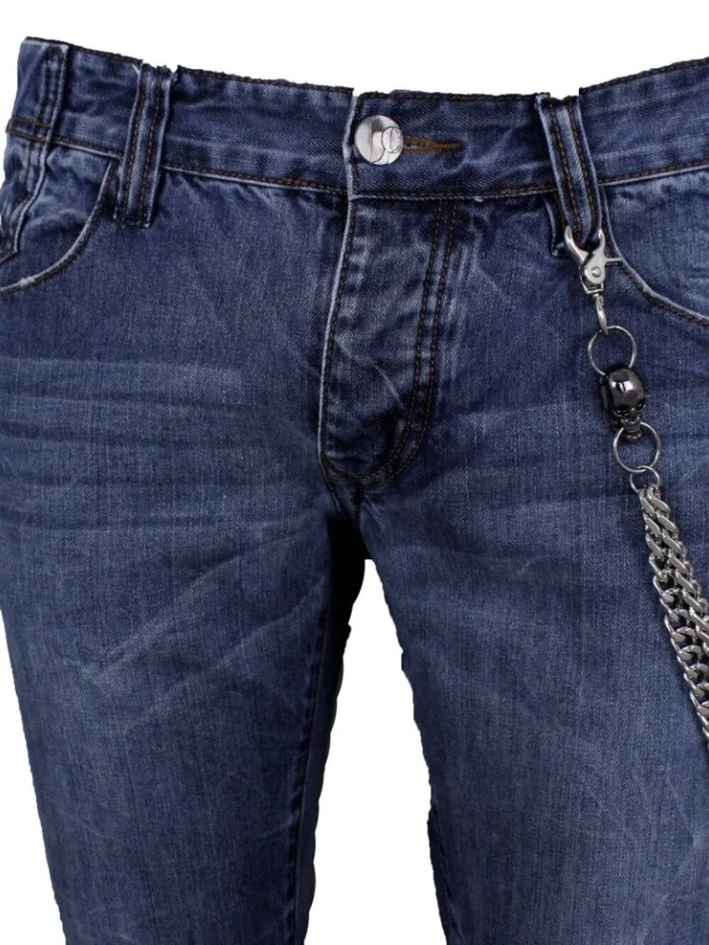NEW Men’s Silver Skull Jeans Chain, 2 Strand Wallet Chain for Pants Handmade USA